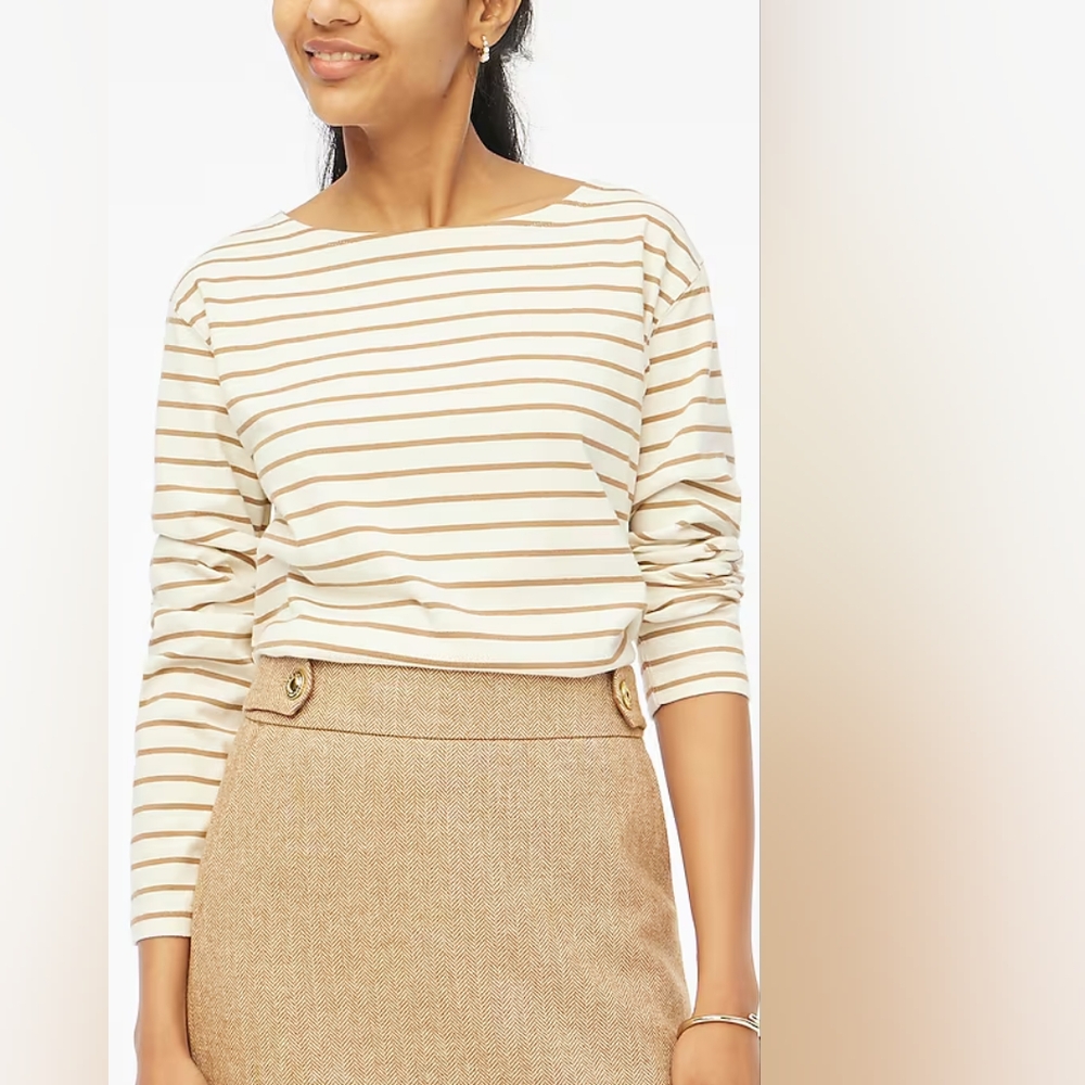 J.Crew 100% Cotton Boatneck L/S T-Shirt NWT Sz M